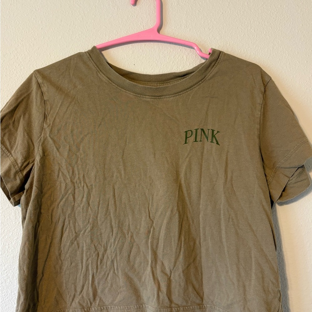 PINK Victoria's Secret Olive Tee Cropped